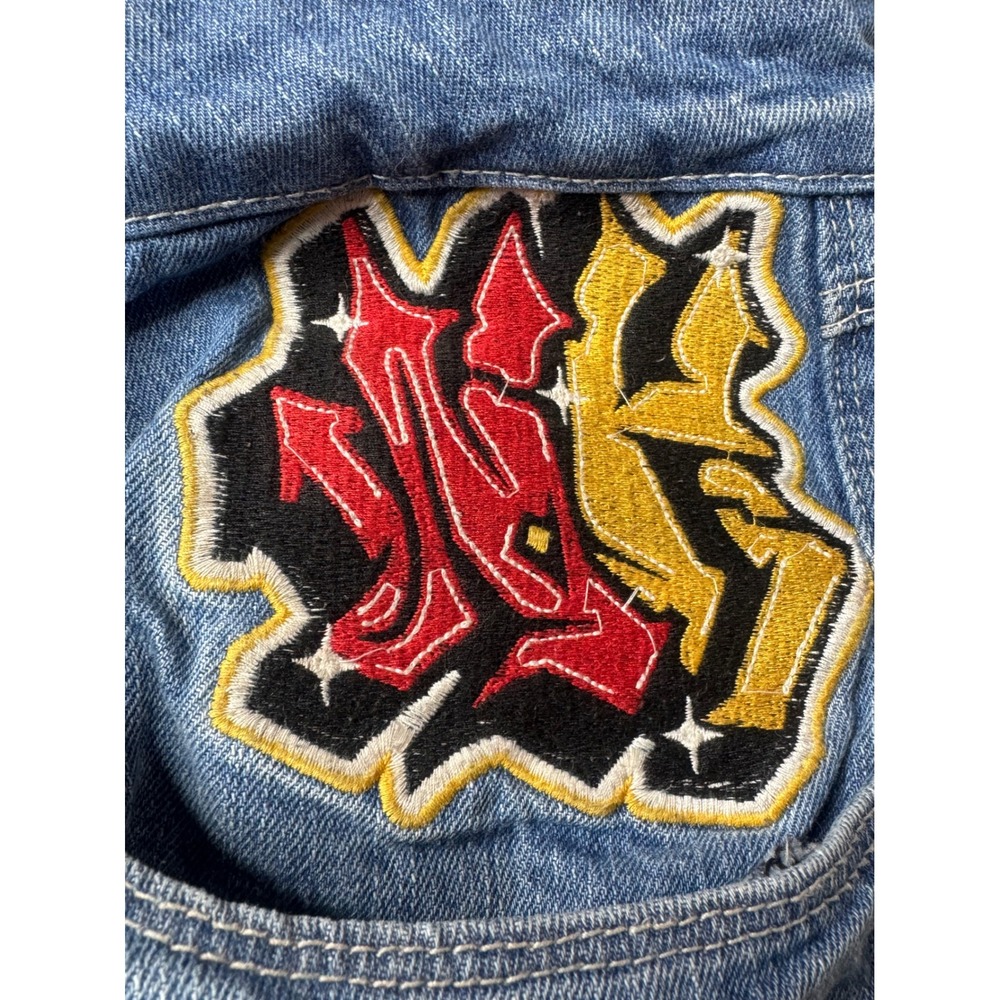 Ninth Hall Dragon Embroidered Baggy Jeans Sz 40x30 Y2K Cyber Grunge Streetwear - Picture 12 of 12
